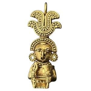 MMA CMA Metropolitan Museum Vtg Mayan Aztec Gold Tone Pin Brooch Pendant